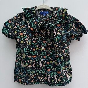2T Maison Me button down, colorful woodland pattern, short sleeve button down
